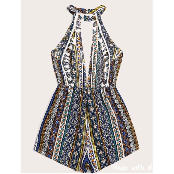 1 Day Sale❗️✨Tribal  Halter neck open back Romper - Picture 5 of 8